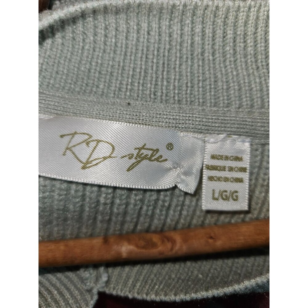 Rd Style Stitch Fix Relaxed V Neck Knit Pullover Sweater Green Women L - Picture 5 of 8